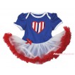 American's Birthday Royal Blue Baby Bodysuit White Red Pettiskirt & Red White Blue Striped Heart Print JS4512